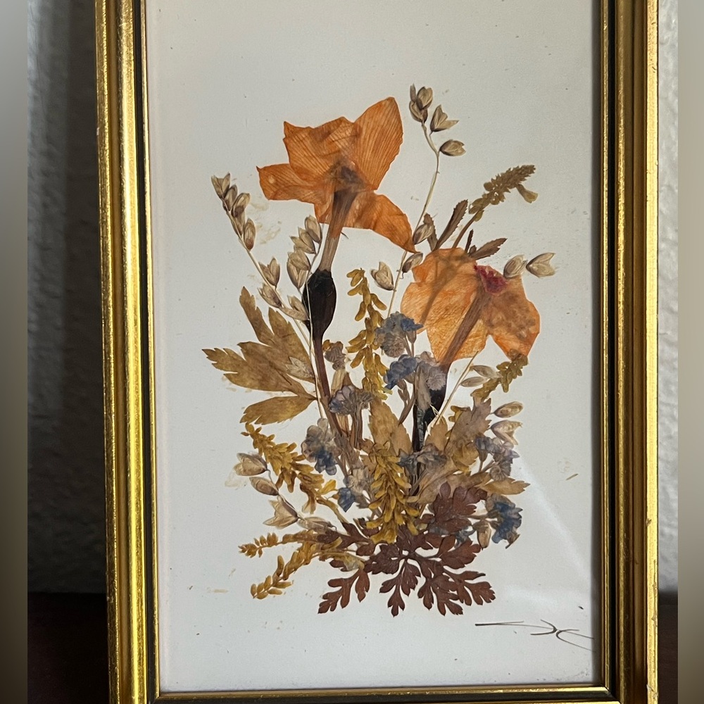 Vintage Tirol Austria Framed Pressed Flowers & Homemade Framed Butterfly 2 Pc - Picture 3 of 13